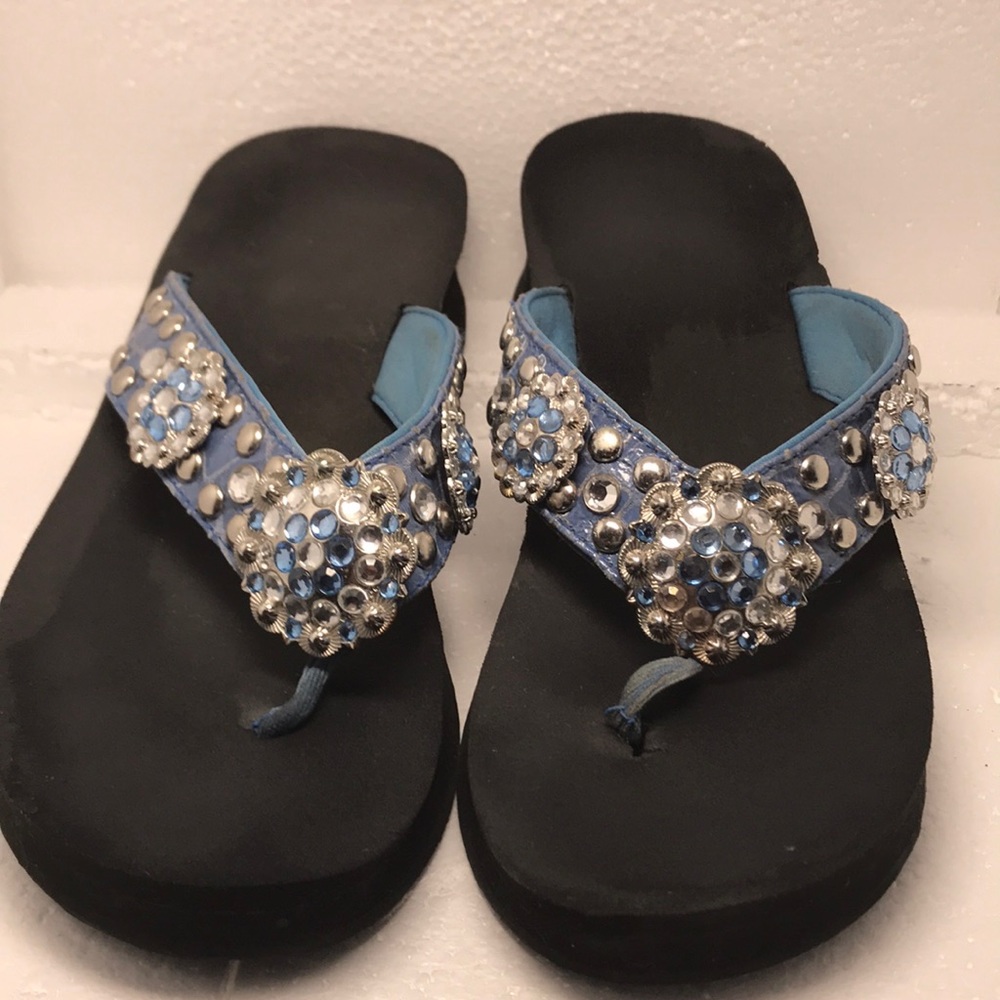 Blue platform sandals